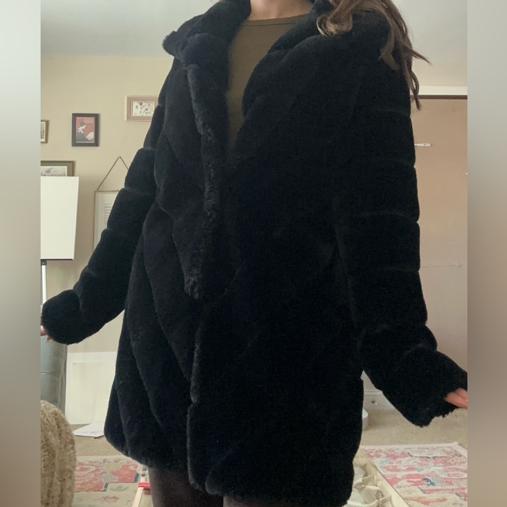 Calvin Klein Black fur coat